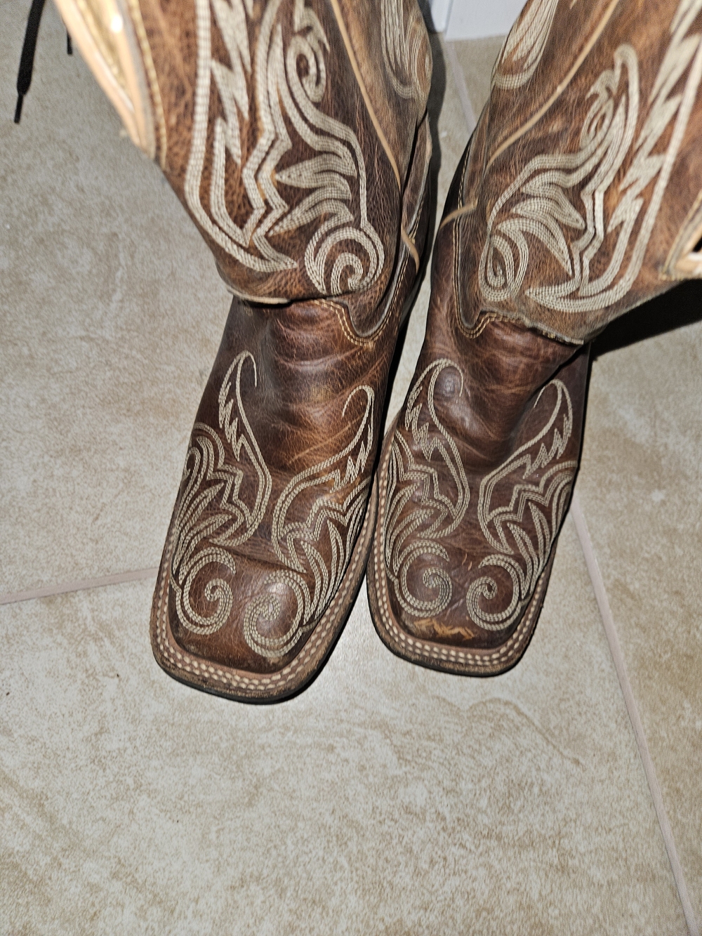 Ariat Brown Western Embroidered Square-Toe Booties